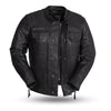 Load image into Gallery viewer, First MFG Co. Raider Men&#39;s Motorcycle Leather Jacket (Black)